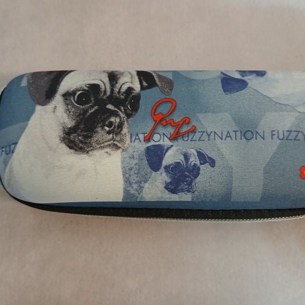 New with Tags Fuzzynation "Pug" Deco. Zippered Eyeglass Case